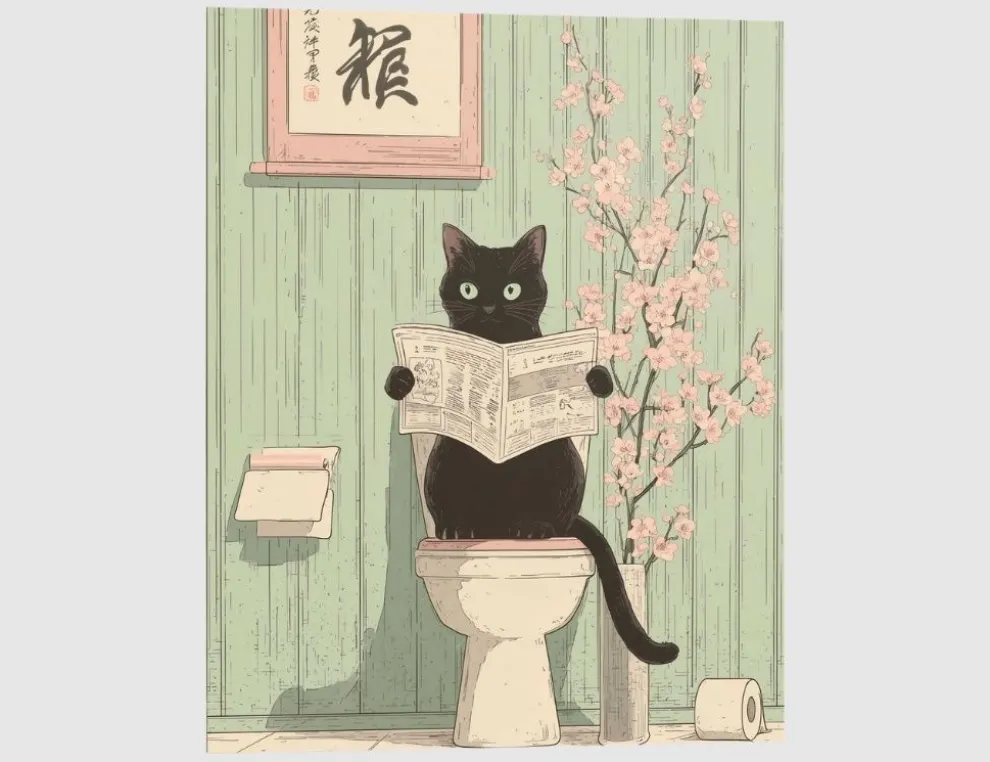 Bild Japandi Toilet Cat 40x50cm