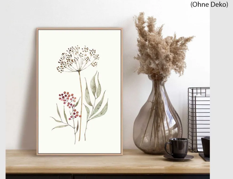Bild Slim Frame Wood Aqua Flower