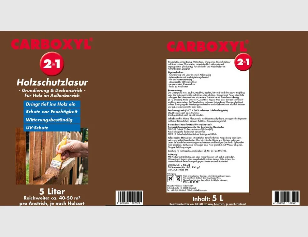 Carboxyl Holzschutzlasur 2in1 Holzbraun