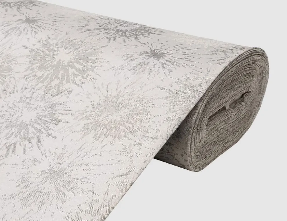 Dekostoff Jacquard Blumen Grau