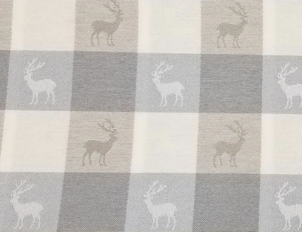 Dekostoff Karo Hirsch Grau