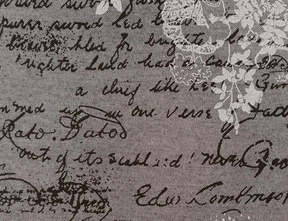 Dekostoff Schrift Grau