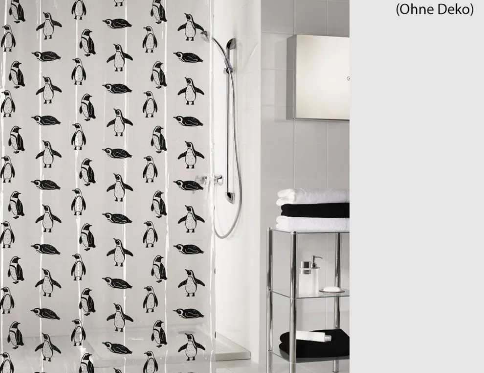 Duschvorhang Pinguin Schwarz