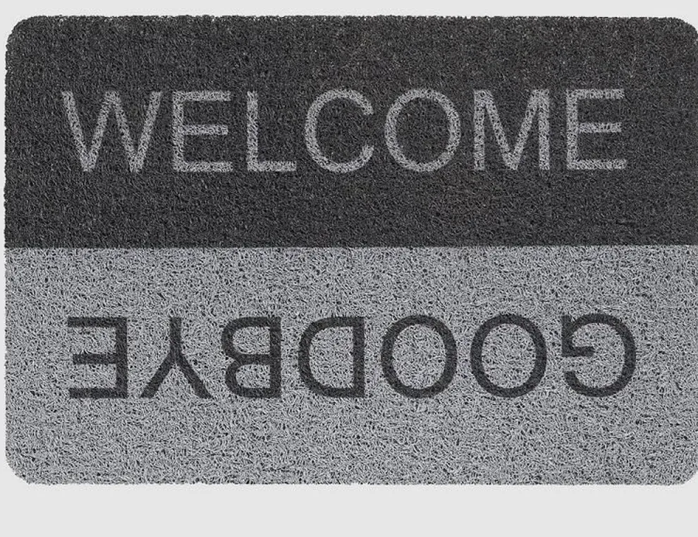 Fußmatte Curly Print Welcome Grau