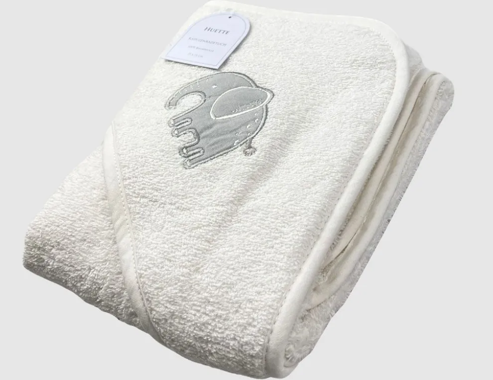 Kapuzenbadetuch Elefant Weiß