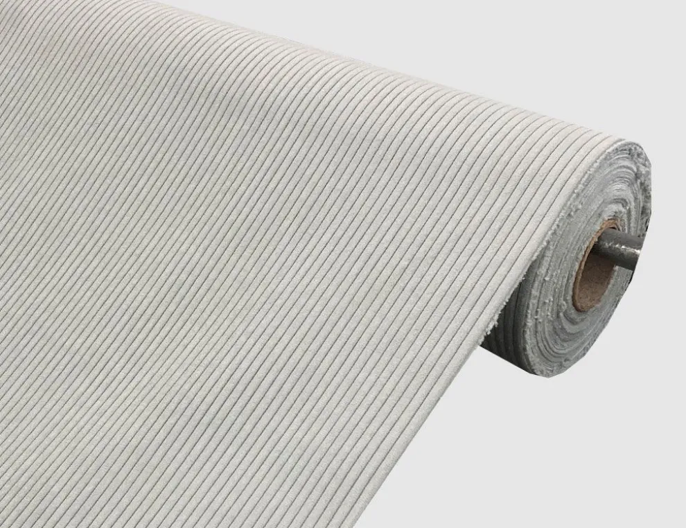 Möbelstoff Cord Hellblau, Grau