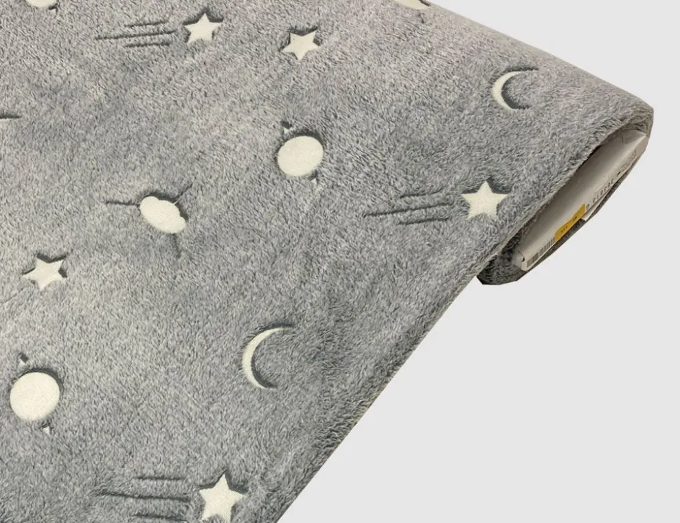 Microfleece Mond, Sterne Grau
