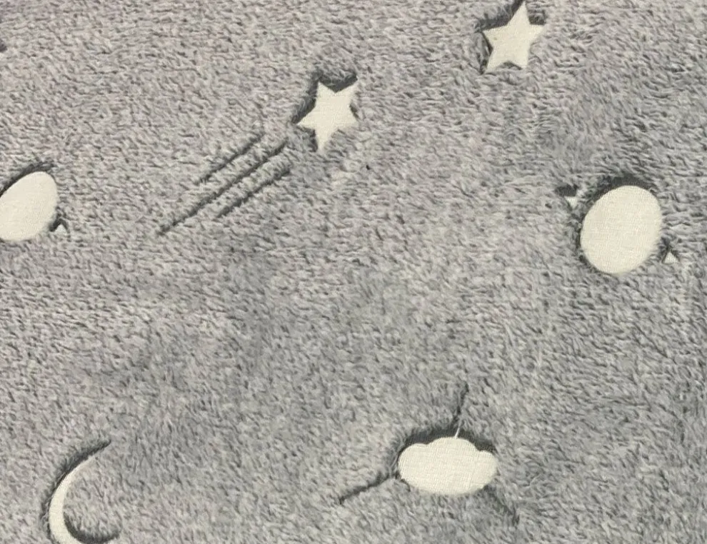 Microfleece Mond, Sterne Grau