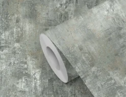 Papiertapete Beton Grün, Silber