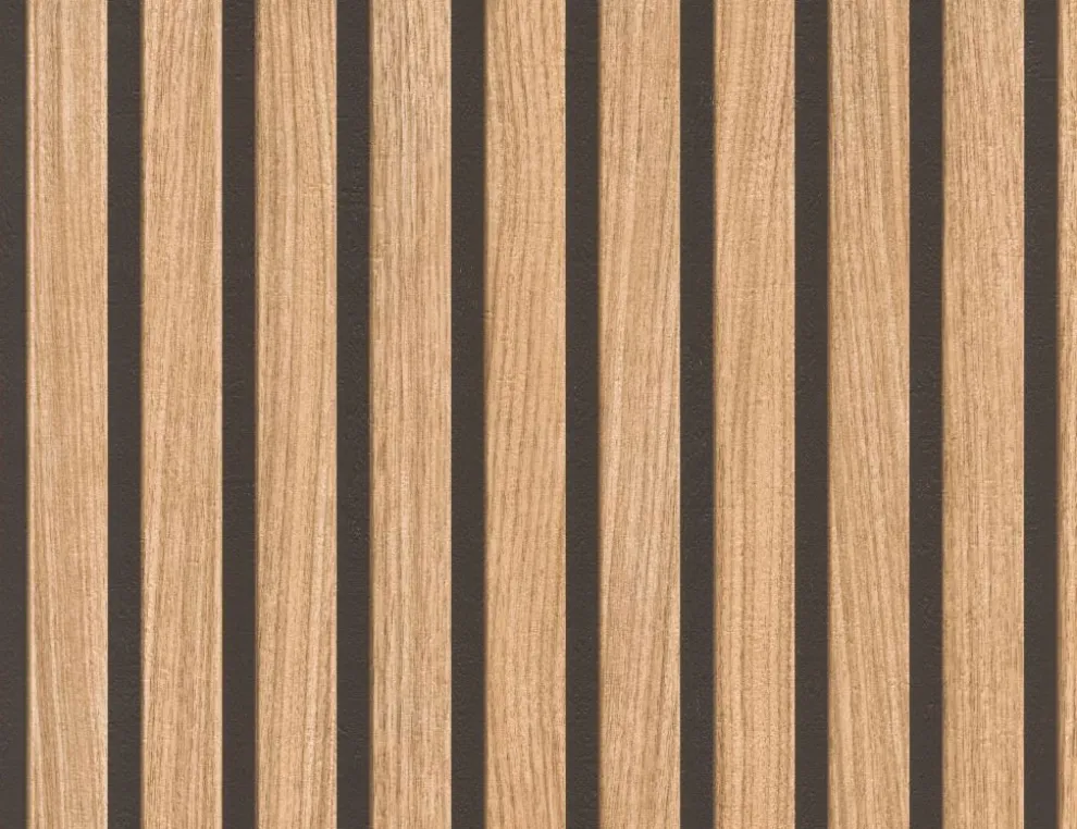 Papiertapete Holz Beige