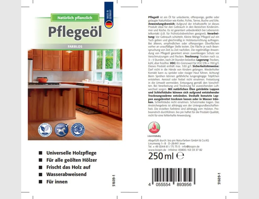 Pflegeöl Farblos 250ml
