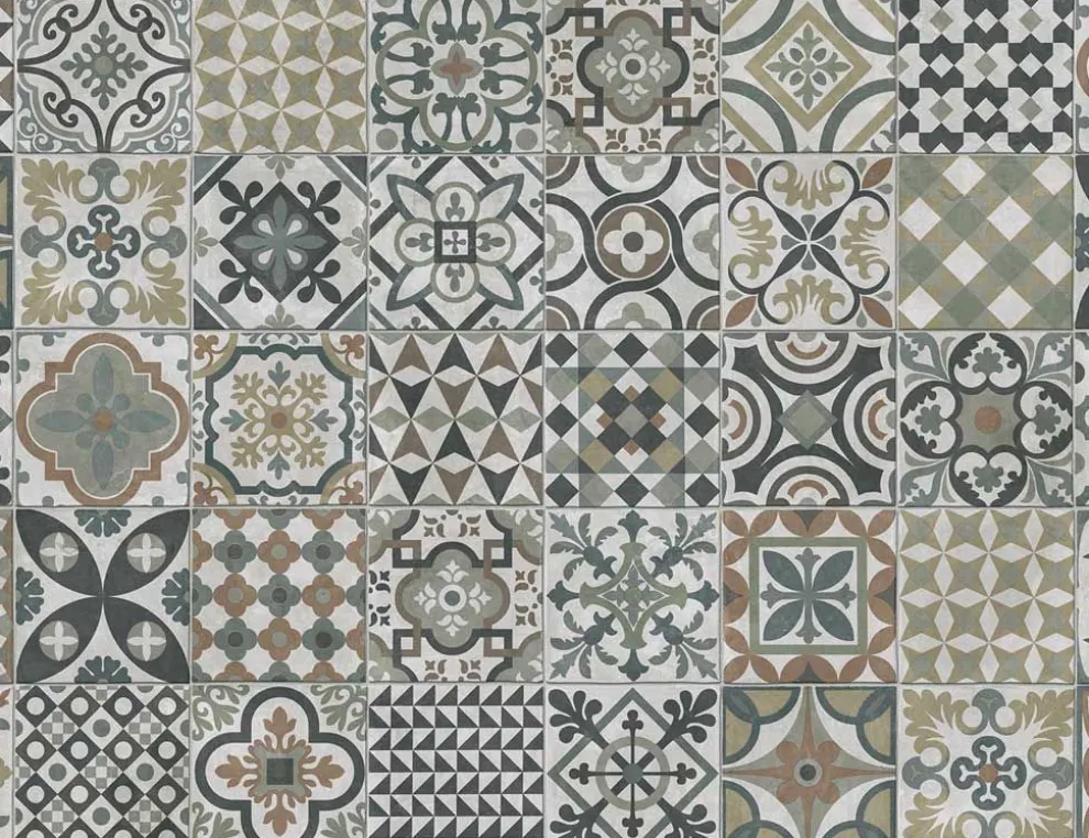 PVC Calypso Tile Oliv, Beige 2m