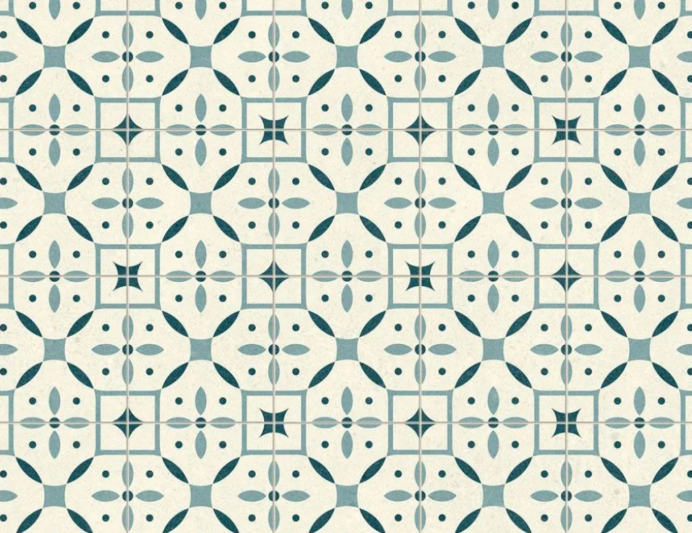 PVC Calypso Tile Weiß, Blau