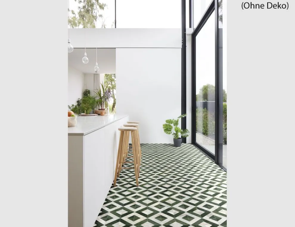 PVC Helios Tile Grün, Weiß 4m