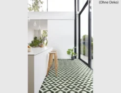 PVC Helios Tile Grün, Weiß 2m