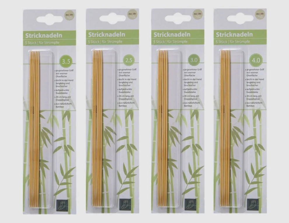 Strumpfstricknadeln Bambus 5er Pack
