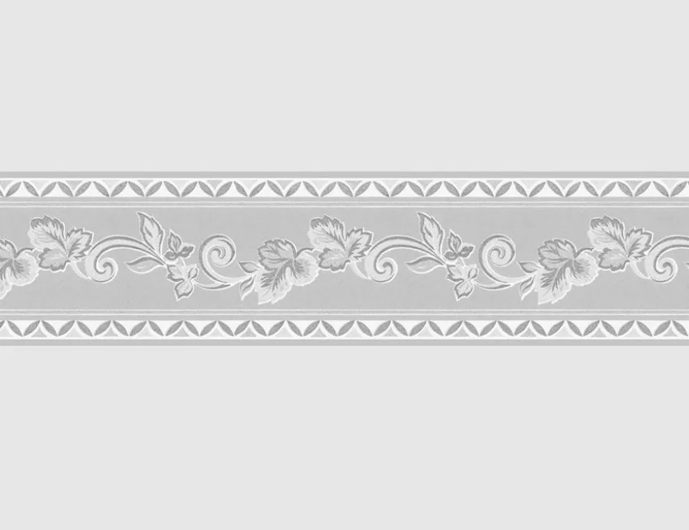 Tapetenborte Vlies Ranke Grau-Weiß