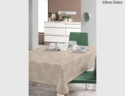 Tischdecke Paspel Kreise Beige 130x160cm