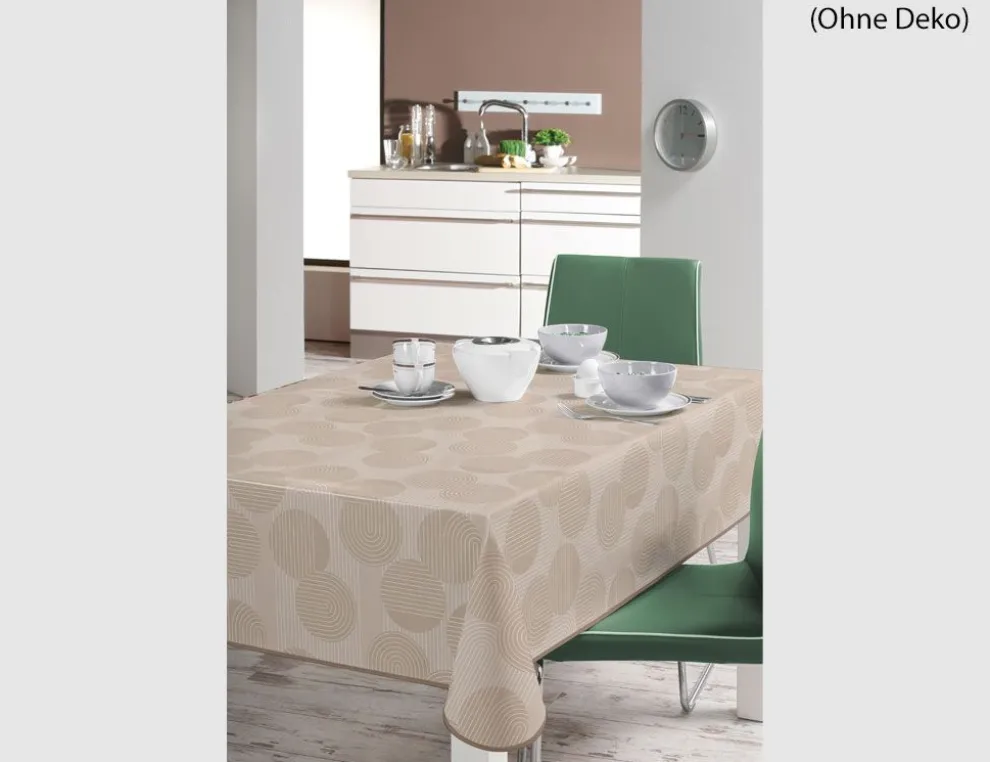 Tischdecke Paspel Kreise Beige 130x160cm