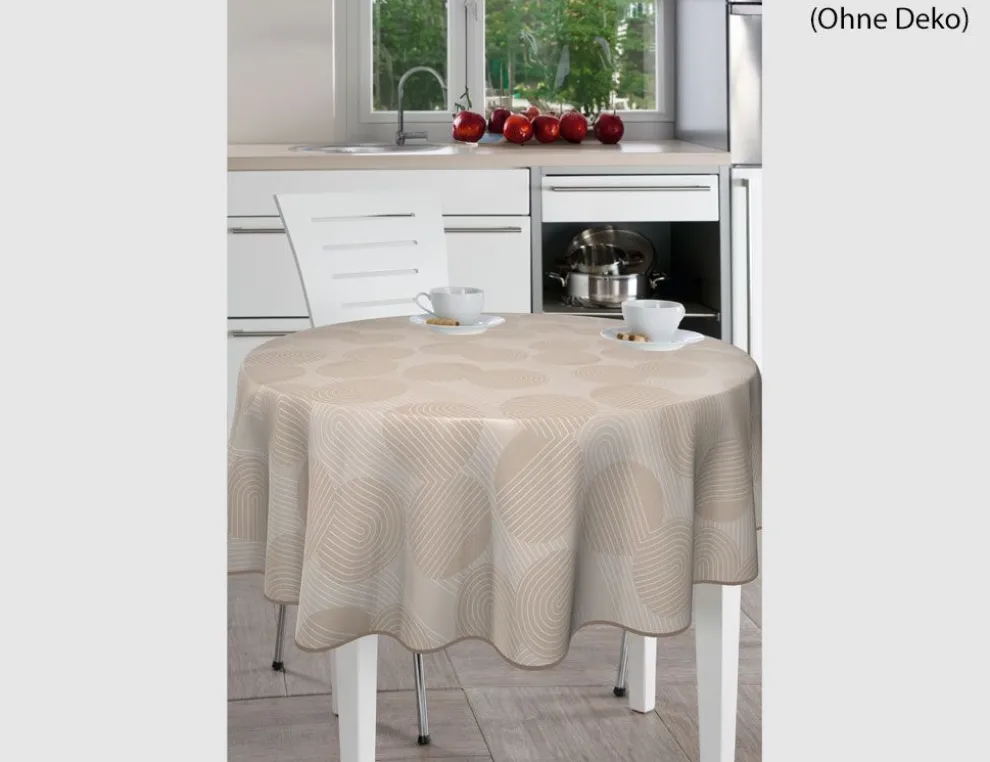 Tischdecke Paspel Kreise Beige Ø140cm