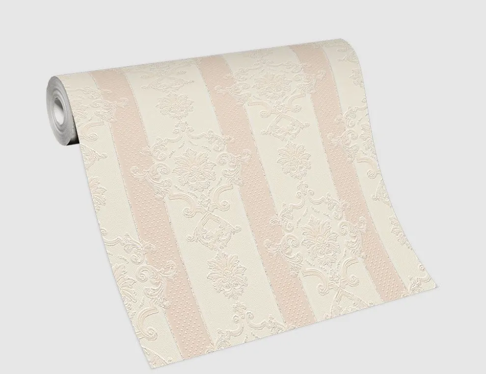 Vinyltapete Ornament Flitter Beige