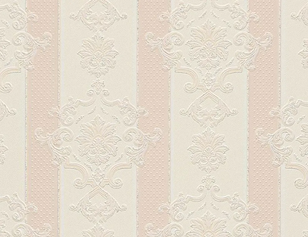 Vinyltapete Ornament Flitter Beige