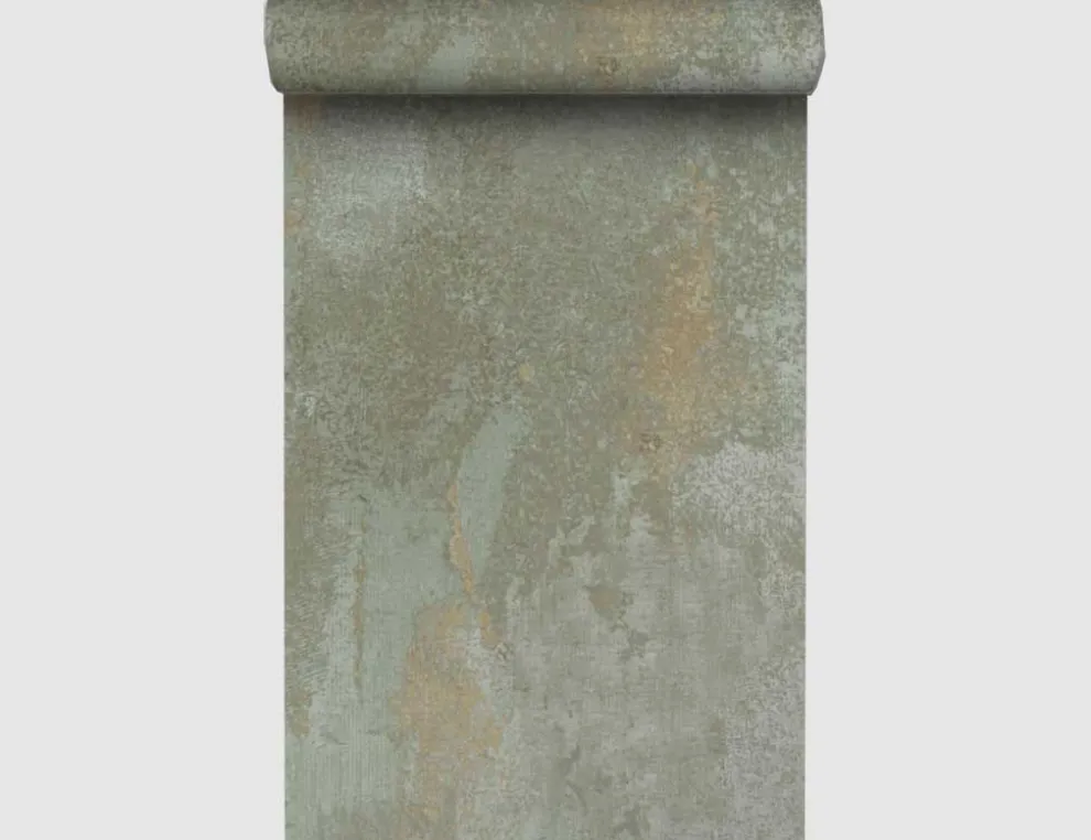 Vliestapete Betonoptik Grün, Braun