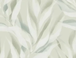 Vliestapete Blätter Aquarell Grün, Creme