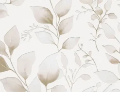 Vliestapete Blume Beige, Weiß
