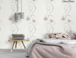 Vliestapete Blume Flitter Rosa