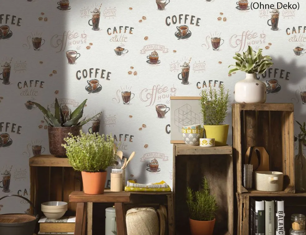 Vliestapete Kaffee Beige