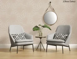 Vliestapete Palmenblätter Beige