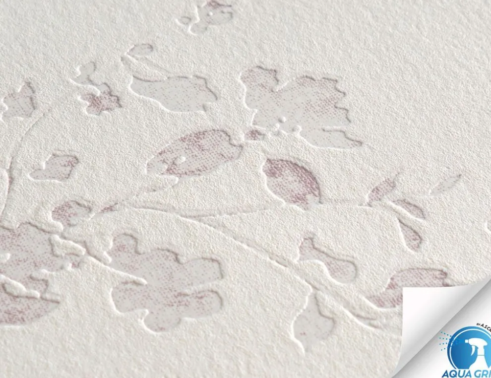 Vorgeleimte Vliestapete Blume Cremeweiss, Rosa