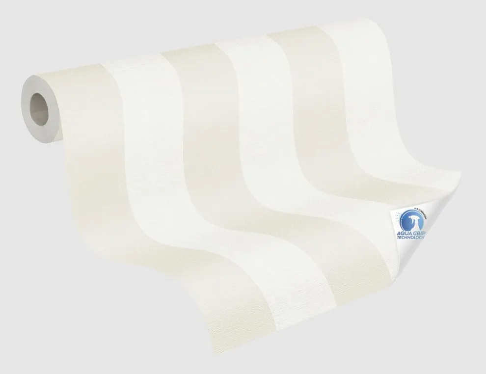 Vorgeleimte Vliestapete Streifen Weiß, Beige